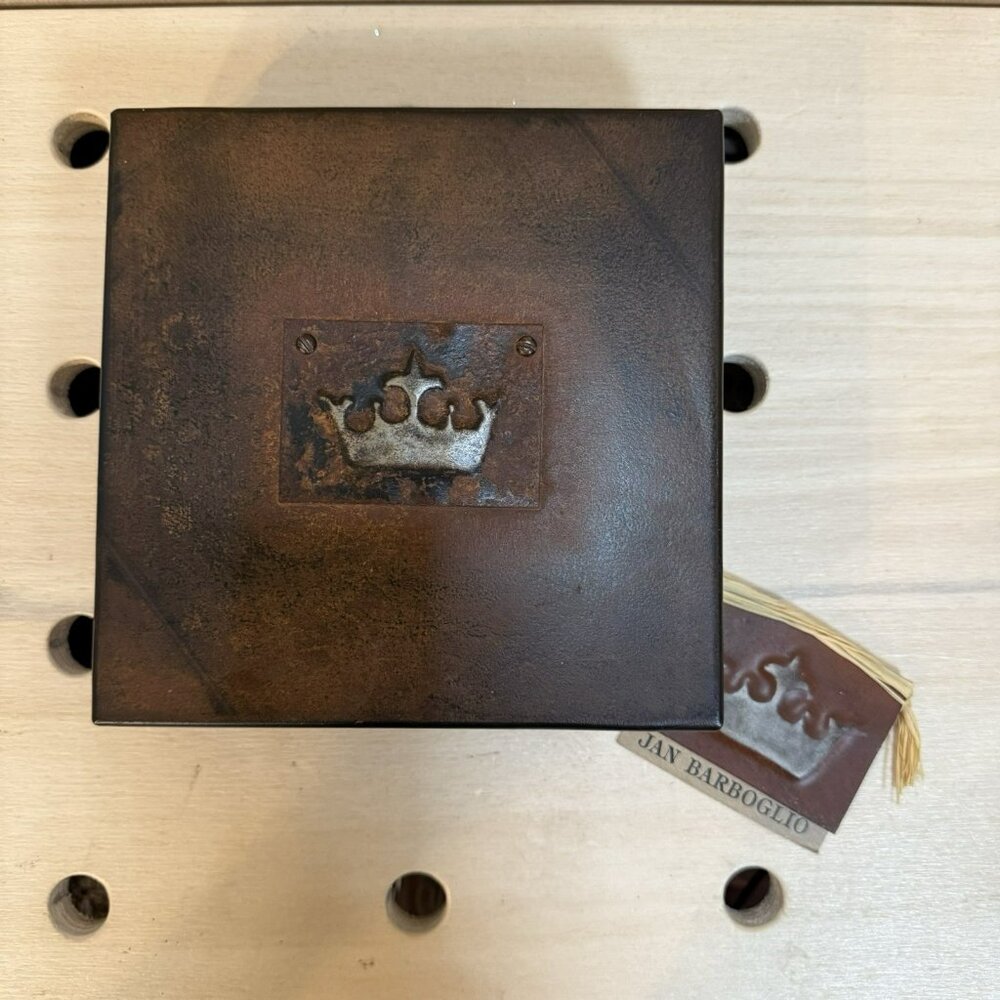 RARE Jan Barboglio Cast Iron Crested Crown 6.5” Square Box Retired Brutalist - Picture 2 of 16